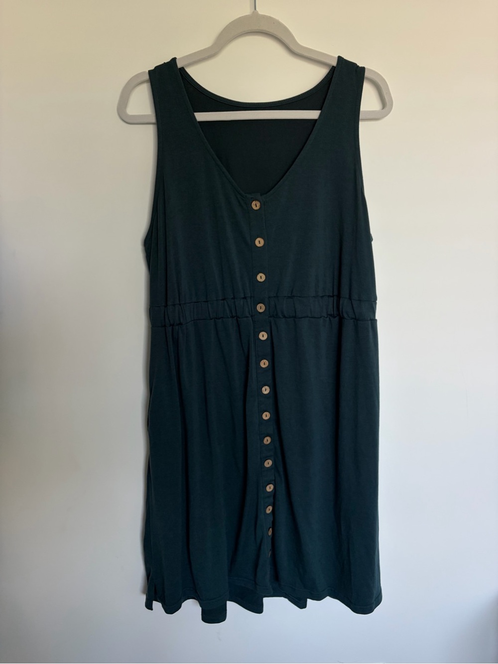 Sleeveless Button-Front Dark Teal Casual Summer Dress
